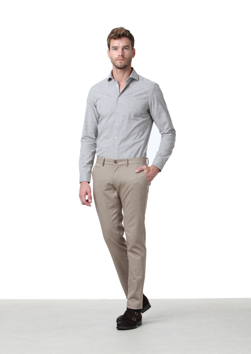 Buff Weaving Regular Fit Casual Cotton Blended Trousers 