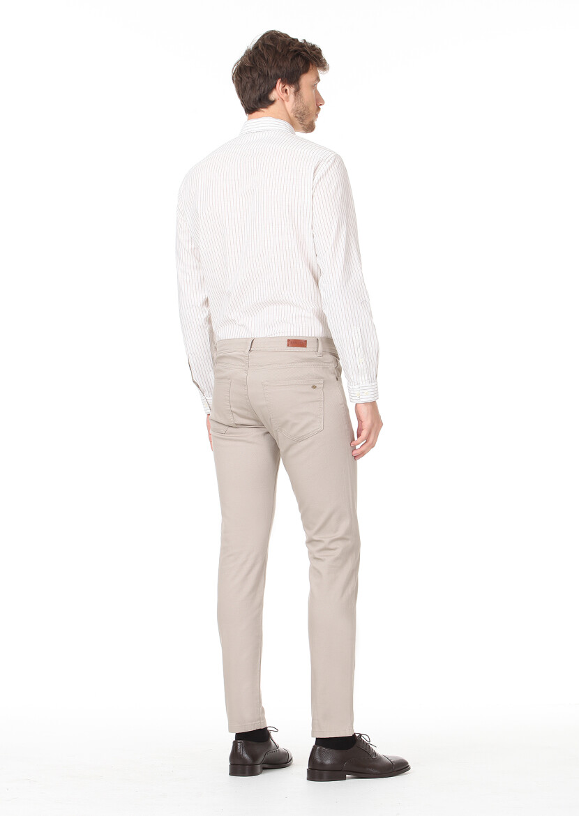 Buff Weaving Slim Fit Casual Cotton Blended Trousers - 4