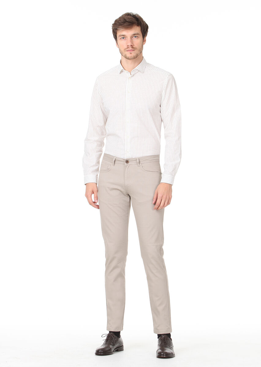 Buff Weaving Slim Fit Casual Cotton Blended Trousers - 2