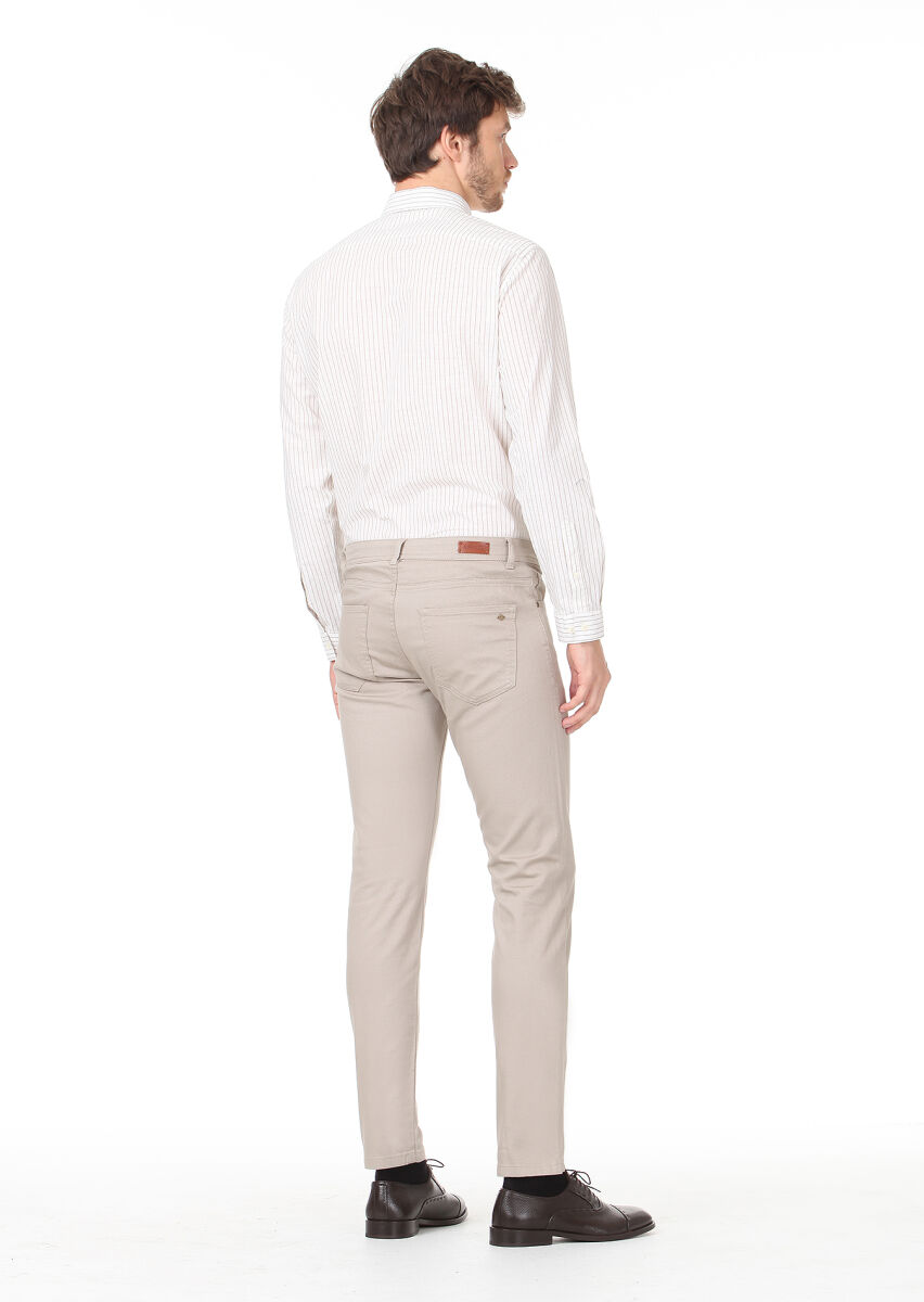 Buff Weaving Slim Fit Casual Cotton Blended Trousers - 4