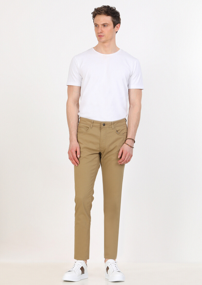 Buff Weaving Slim Fit Casual Cotton Blended Trousers - 1