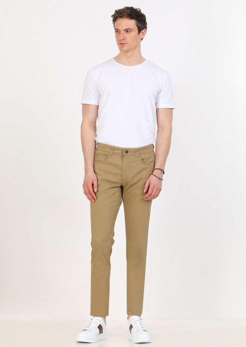 Buff Weaving Slim Fit Casual Cotton Blended Trousers - 1