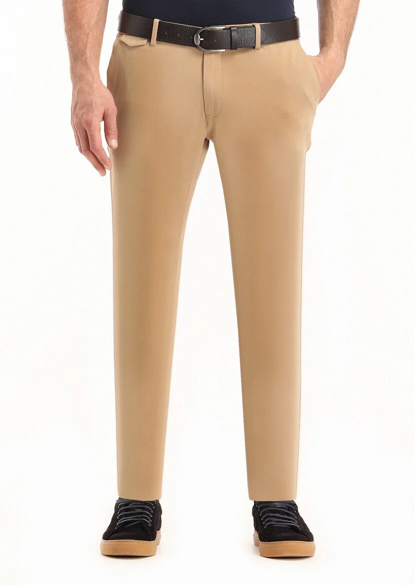 Buff Weaving Slim Fit Casual Cotton Blended Trousers 