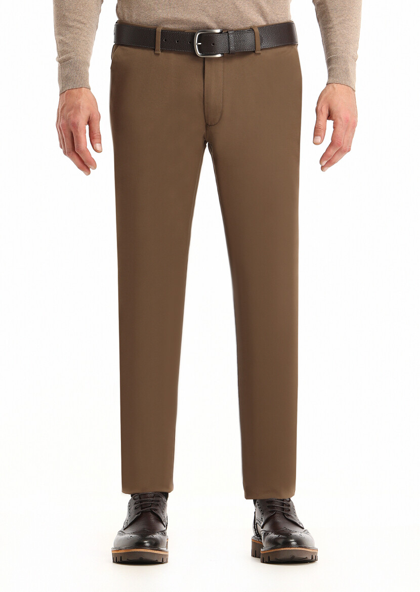 Buff Weaving Slim Fit Casual Cotton Blended Trousers - 1