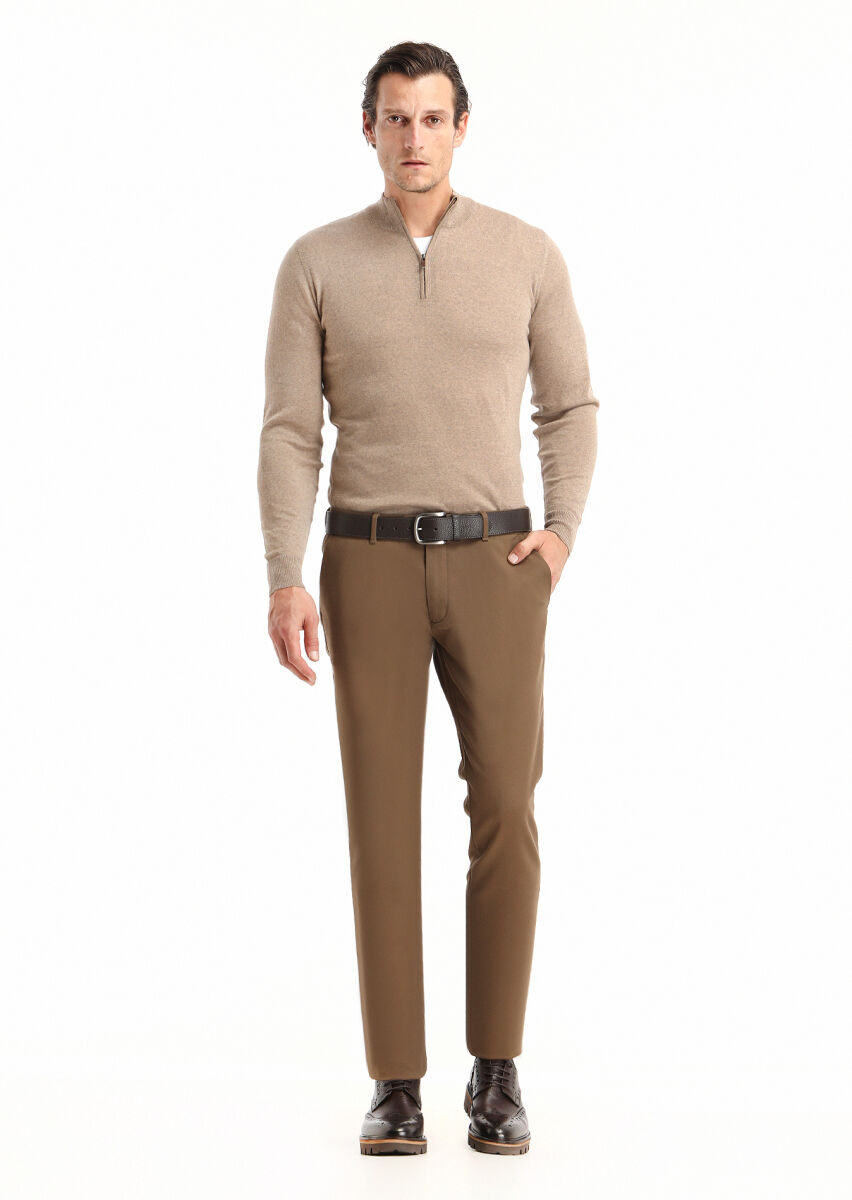 Buff Weaving Slim Fit Casual Cotton Blended Trousers - 2