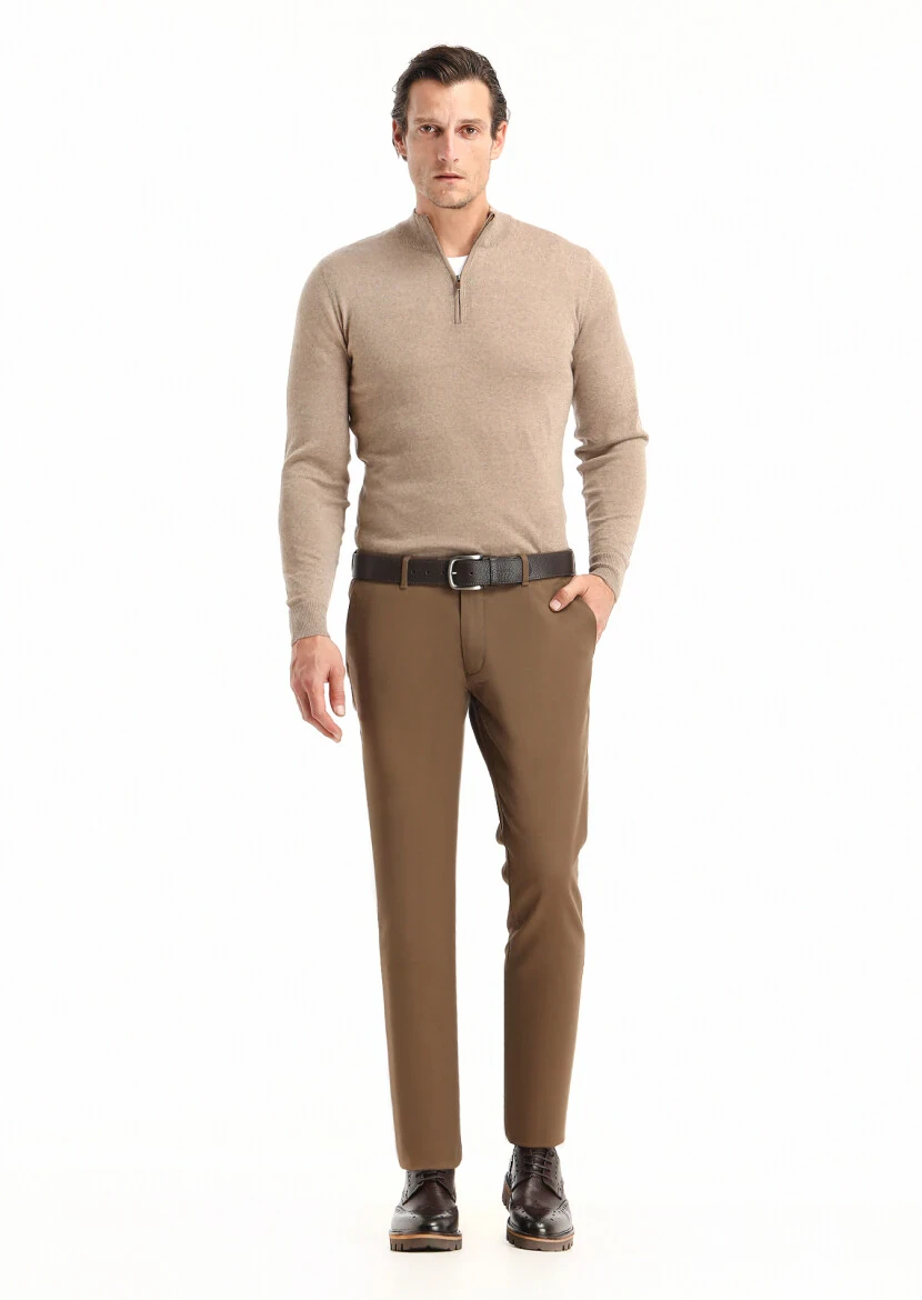Buff Weaving Slim Fit Casual Cotton Blended Trousers - 2