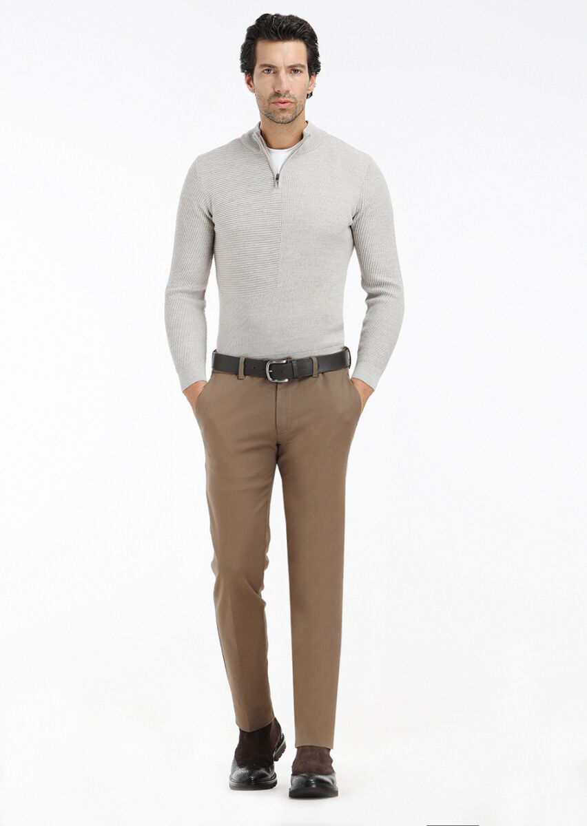 Buff Weaving Slim Fit Casual Trousers - 1