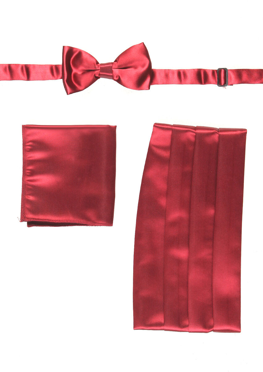 Burgundy Bow Tie Set - 1