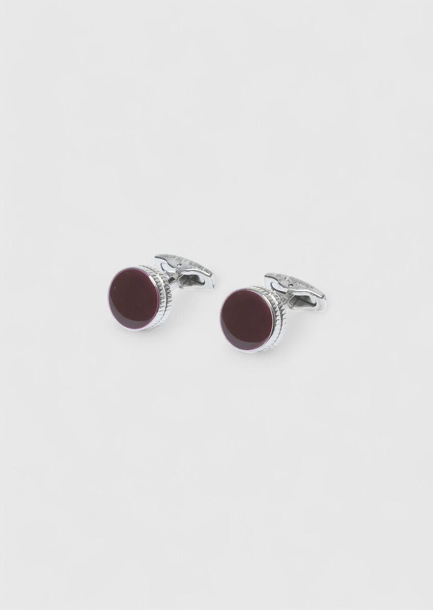 Burgundy Brass Cuff Link - 1