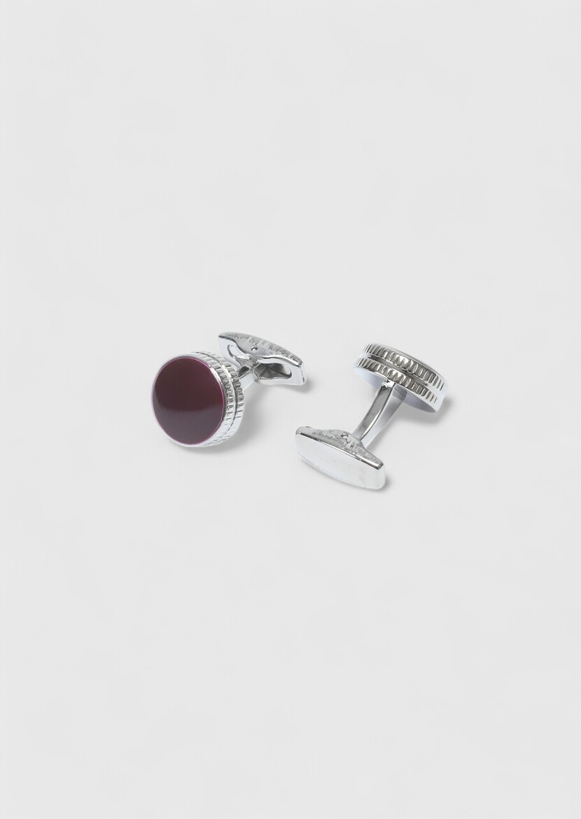 Burgundy Brass Cuff Link - 2