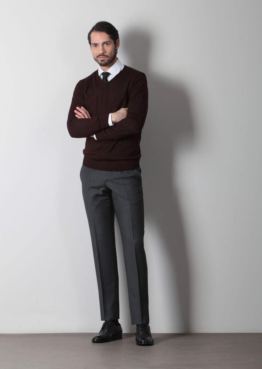 Burgundy Knitwear Sweatshirt - 2