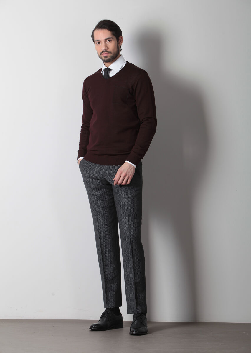 Burgundy Knitwear Sweatshirt - 3