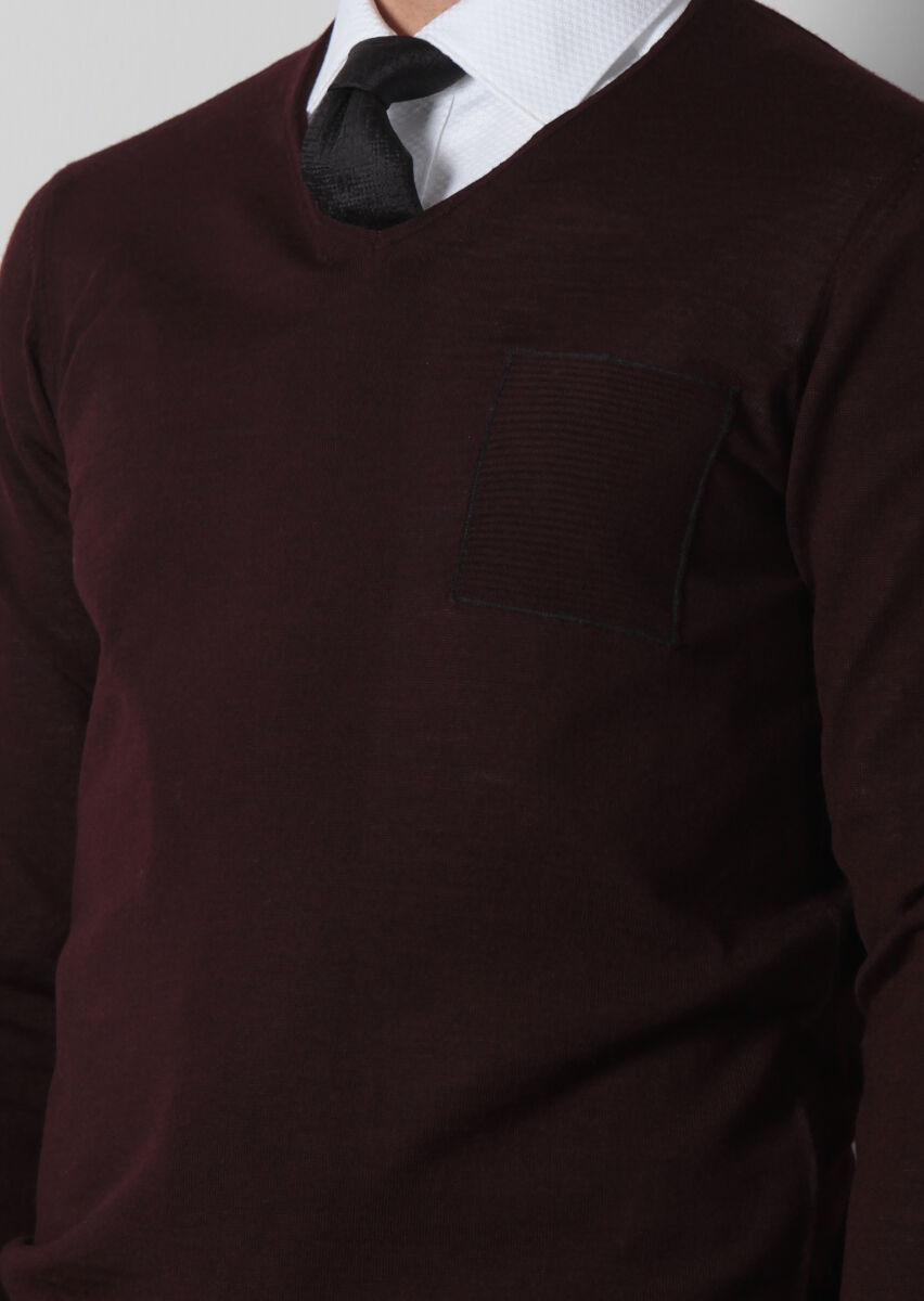 Burgundy Knitwear Sweatshirt - 4