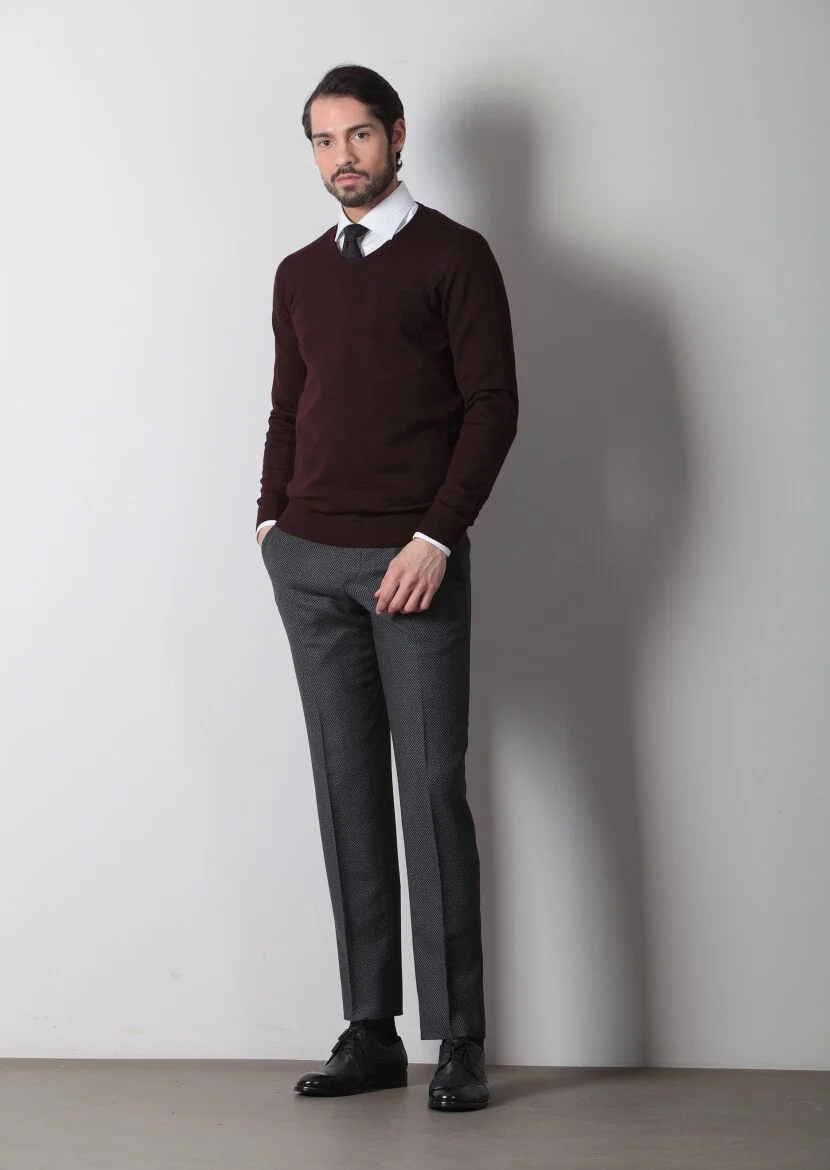 Burgundy Knitwear Sweatshirt - 3
