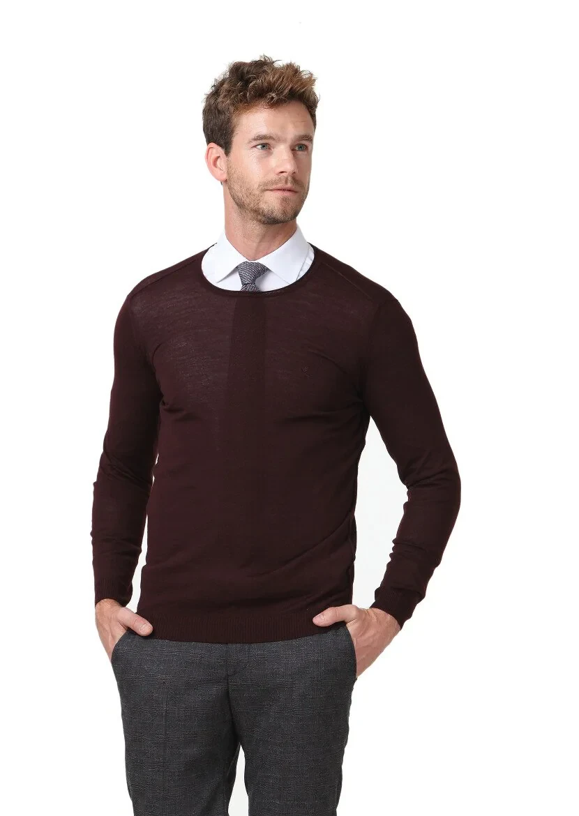 Burgundy Knitwear Sweatshirt - 1