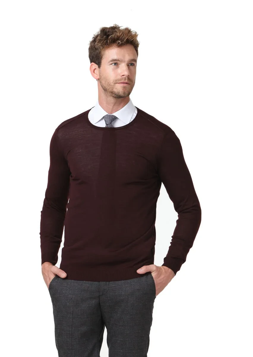 Burgundy Knitwear Sweatshirt - 1