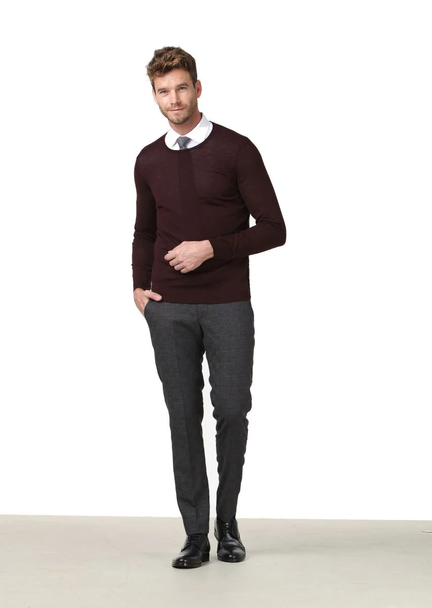 Burgundy Knitwear Sweatshirt - 2