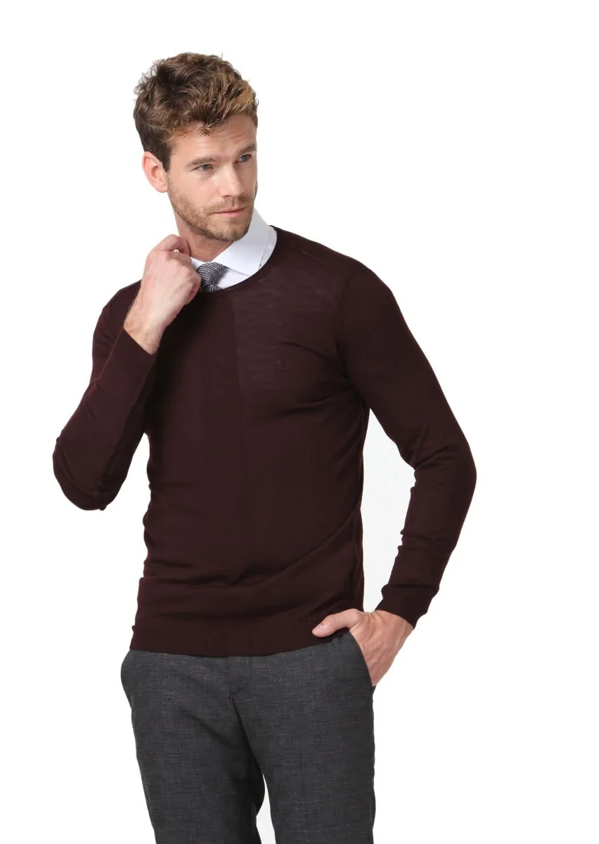 Burgundy Knitwear Sweatshirt - 4