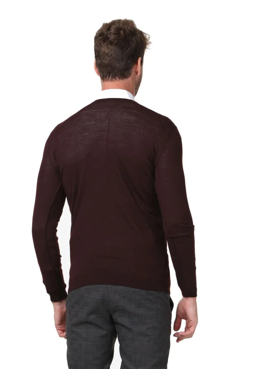 Burgundy Knitwear Sweatshirt - 5