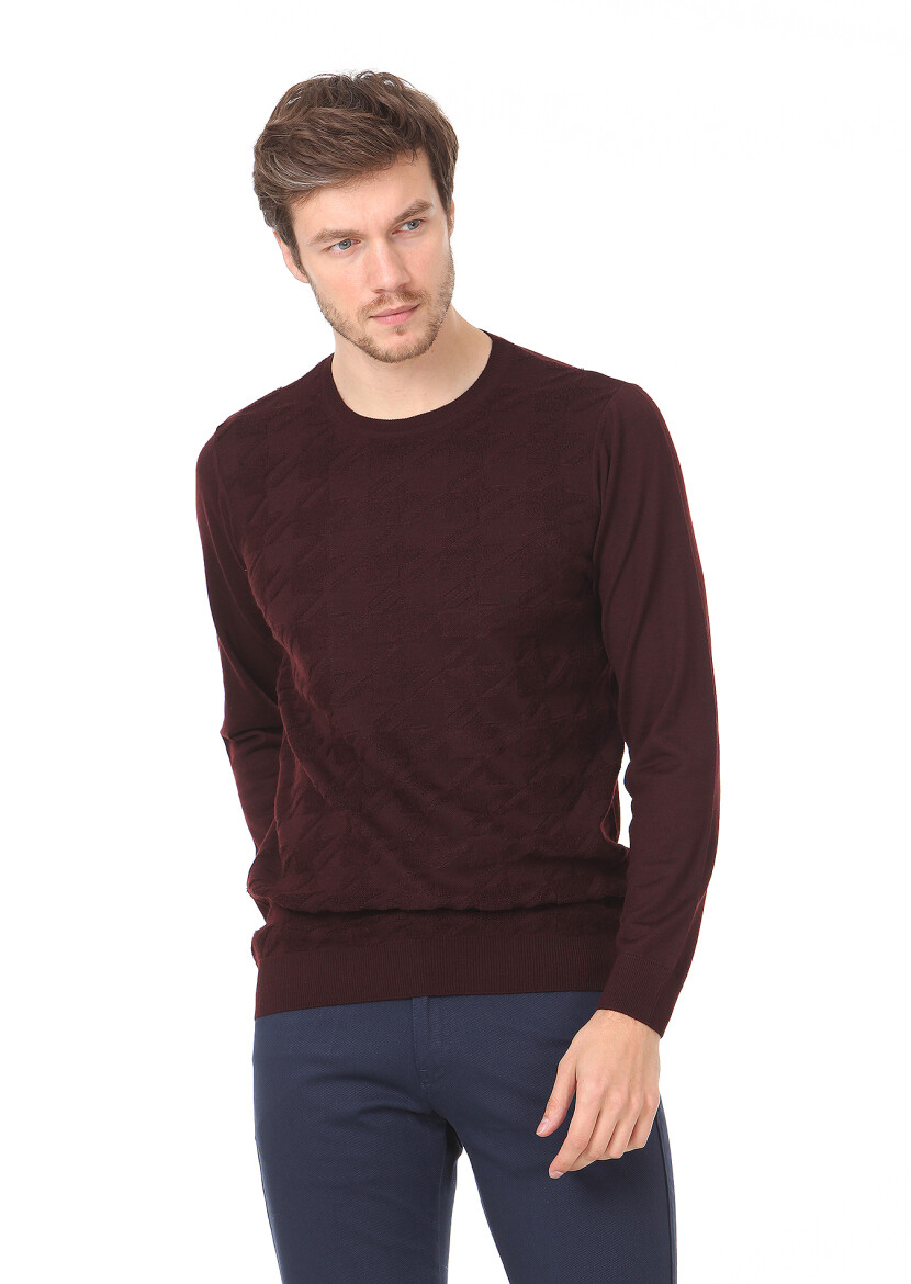 Burgundy Knitwear Sweatshirt - 1