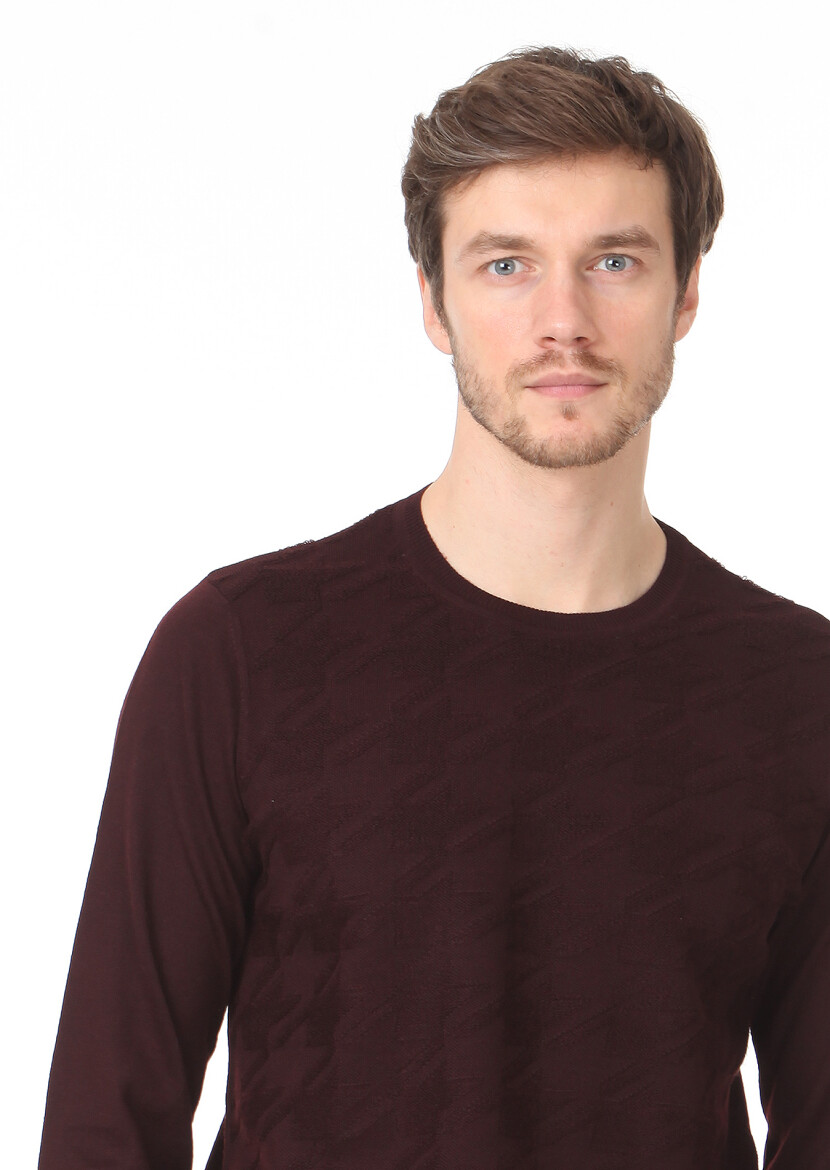 Burgundy Knitwear Sweatshirt - 2
