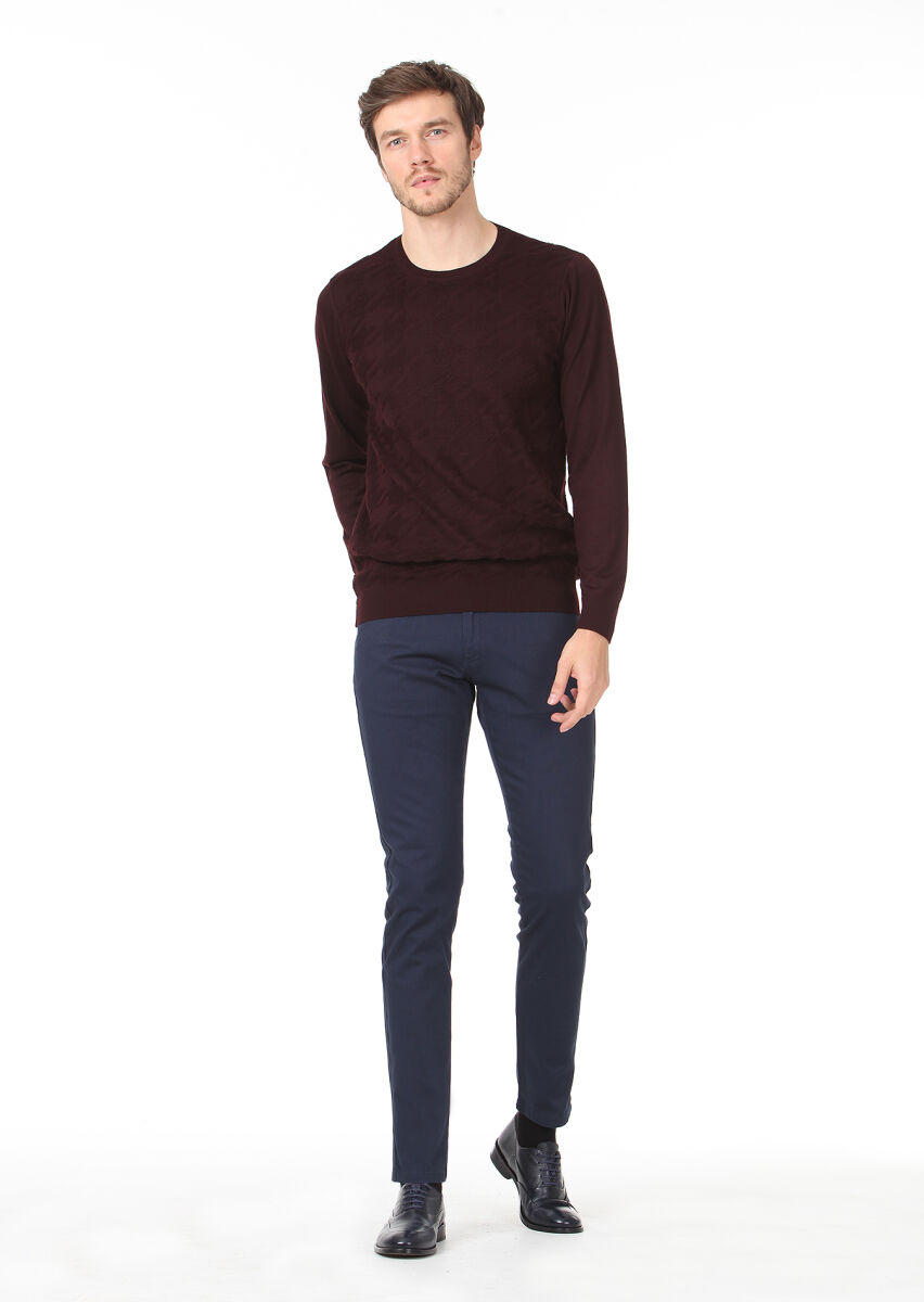 Burgundy Knitwear Sweatshirt - 3