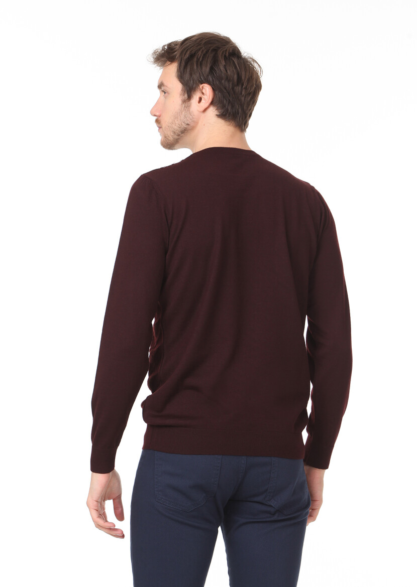 Burgundy Knitwear Sweatshirt - 4