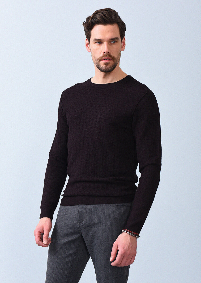 Burgundy Knitwear Sweatshirt - 1