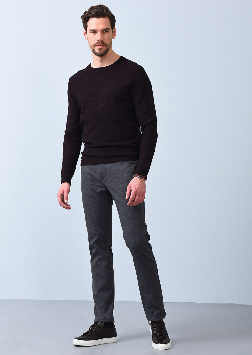 Burgundy Knitwear Sweatshirt - 2