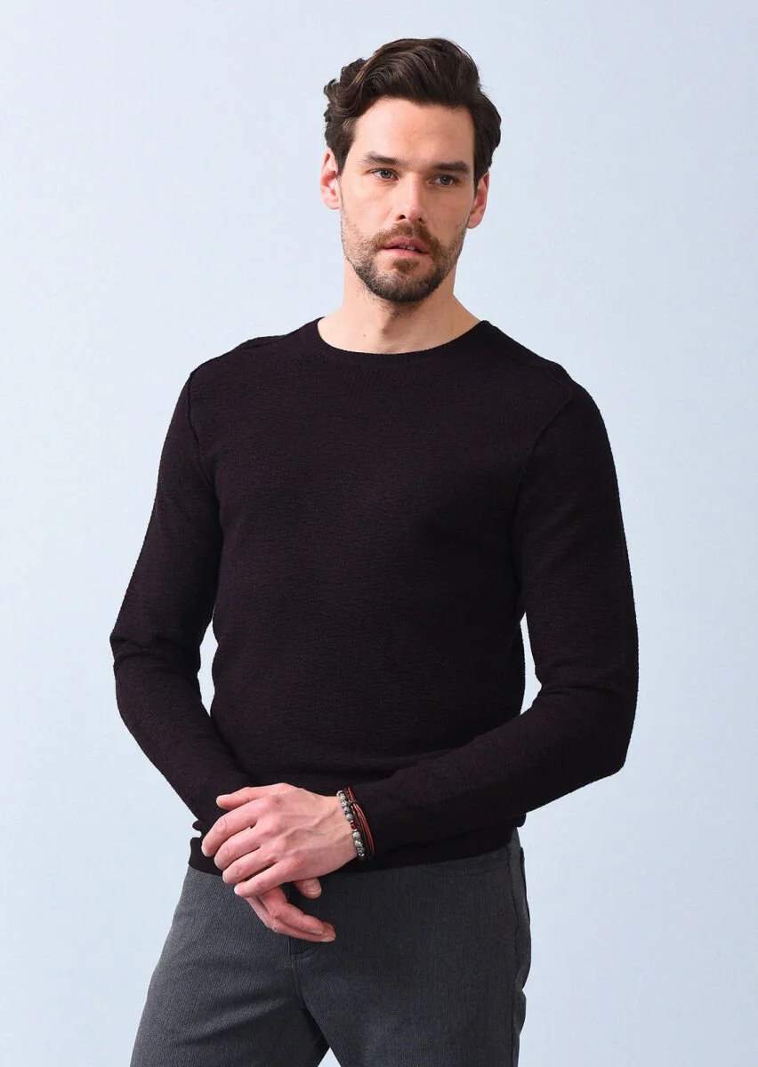 Burgundy Knitwear Sweatshirt - 3