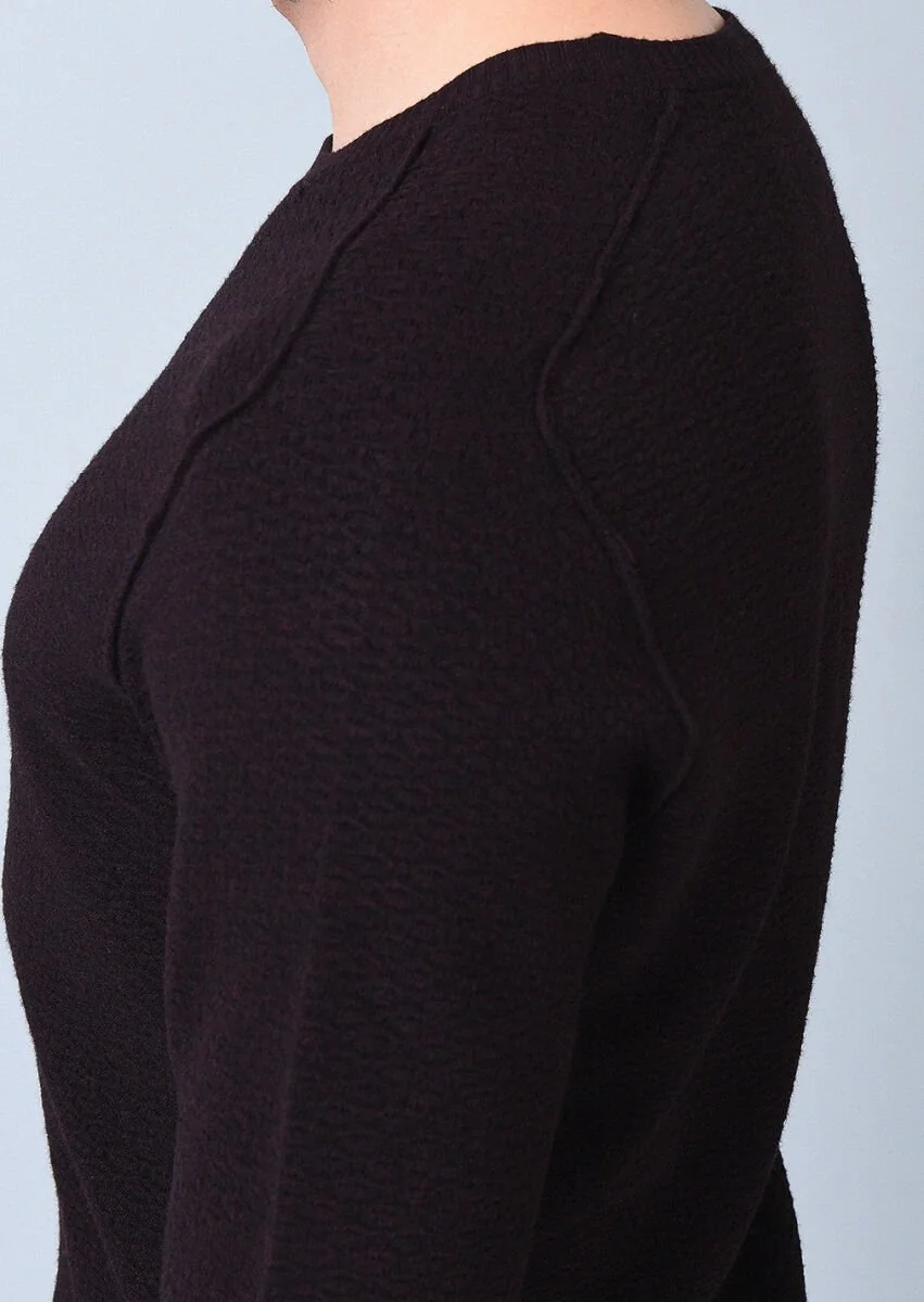 Burgundy Knitwear Sweatshirt - 4