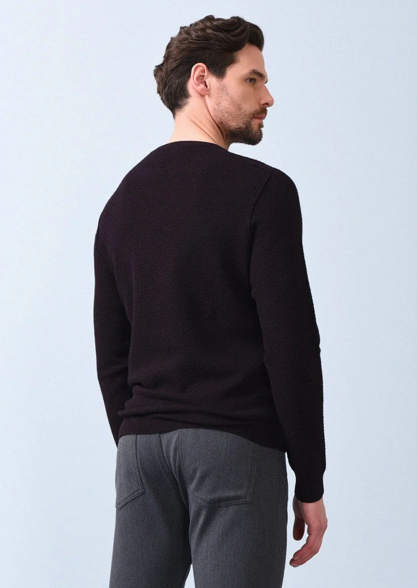 Burgundy Knitwear Sweatshirt - 5
