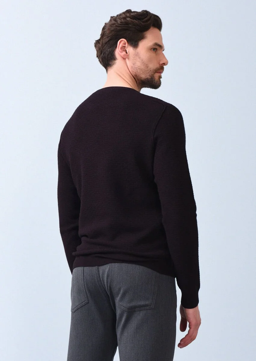 Burgundy Knitwear Sweatshirt - 5