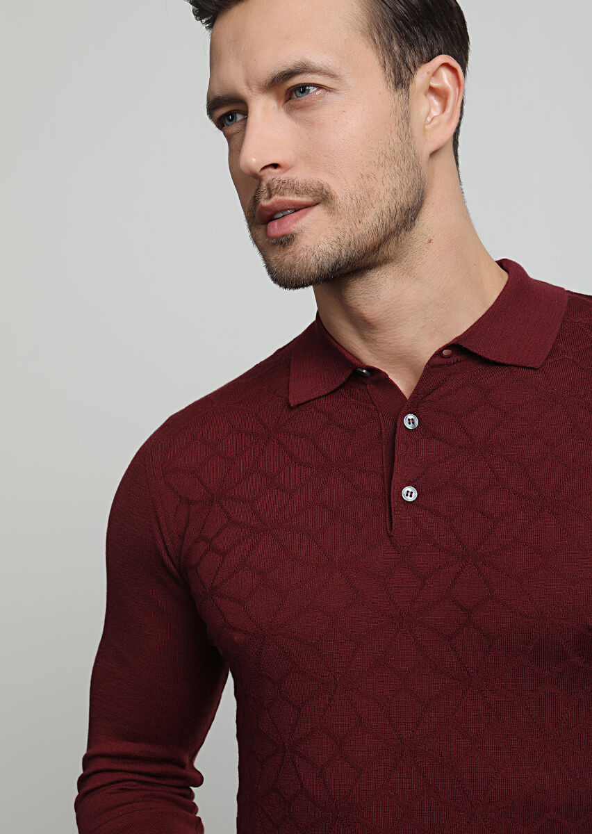 Burgundy Knitwear Sweatshirt - 2