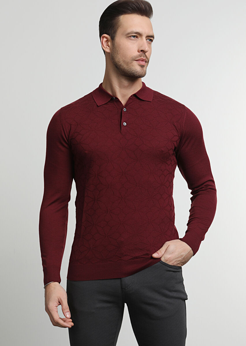 Burgundy Knitwear Sweatshirt - 3