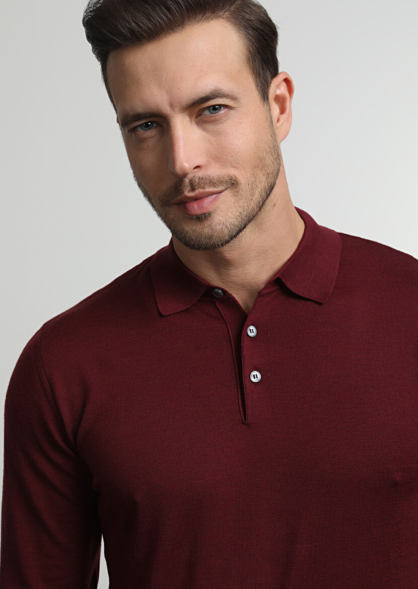 Burgundy Knitwear Sweatshirt - 1