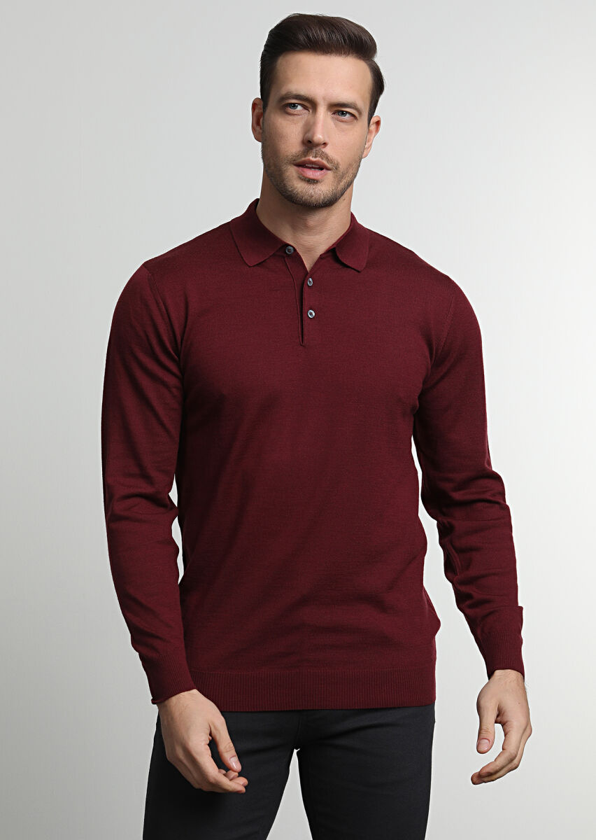 Burgundy Knitwear Sweatshirt - 2