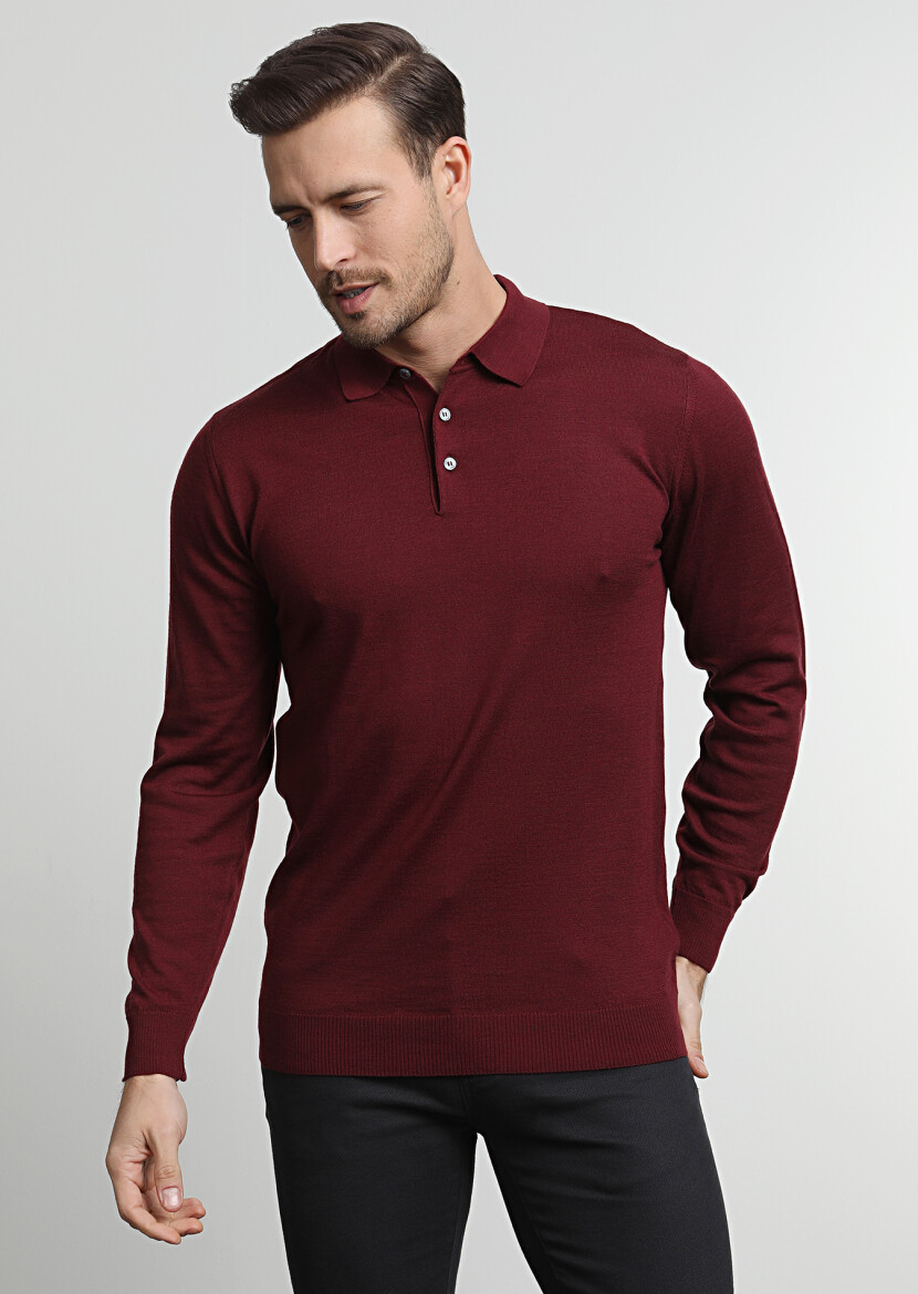 Burgundy Knitwear Sweatshirt - 3