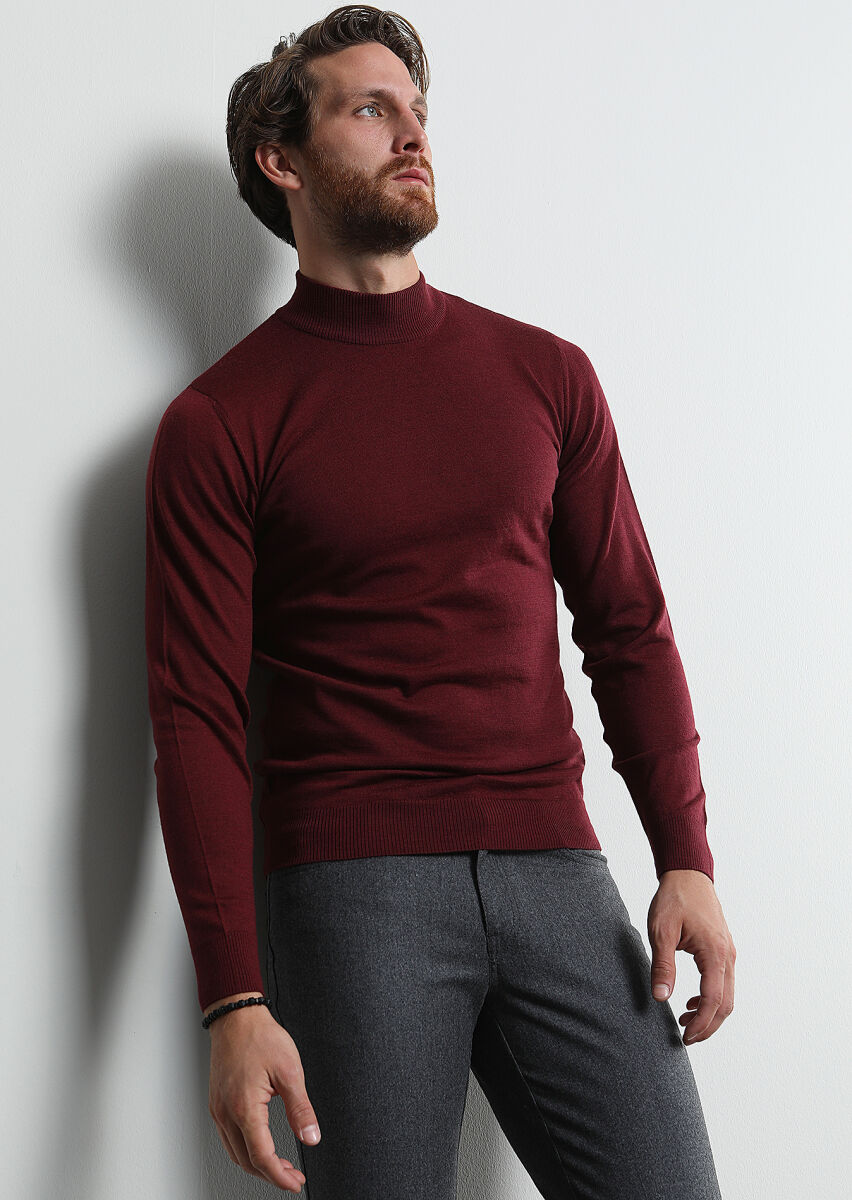 Burgundy Knitwear Sweatshirt - 1