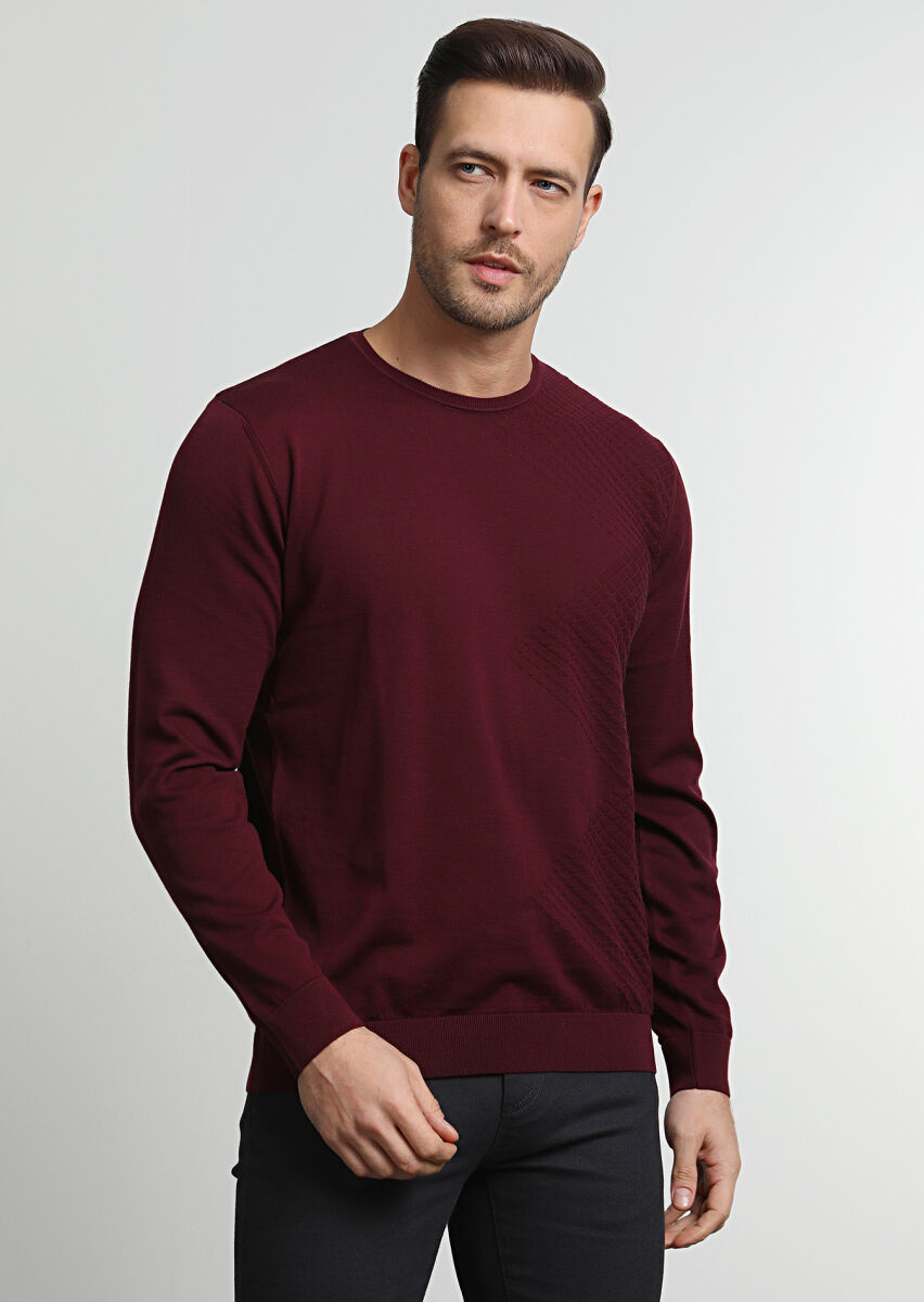 Burgundy Knitwear Sweatshirt - 3