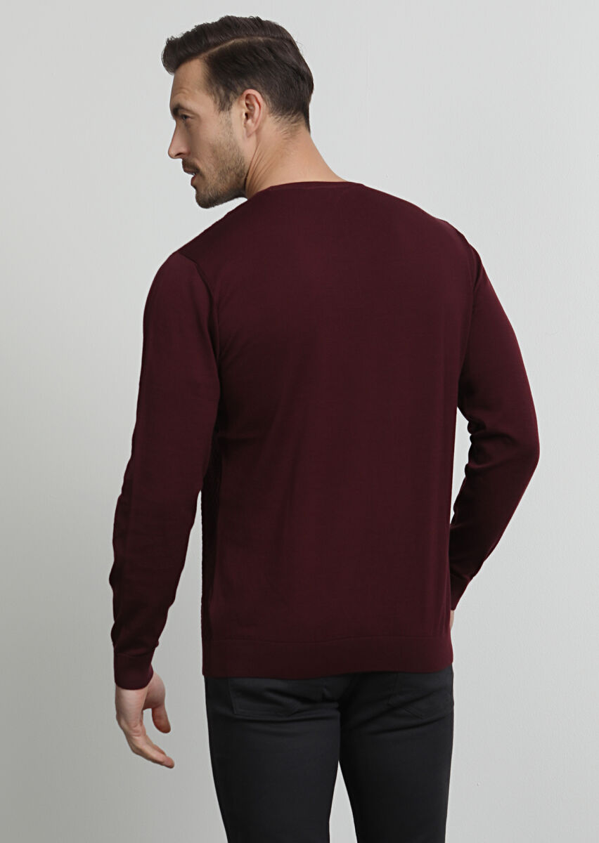 Burgundy Knitwear Sweatshirt - 4