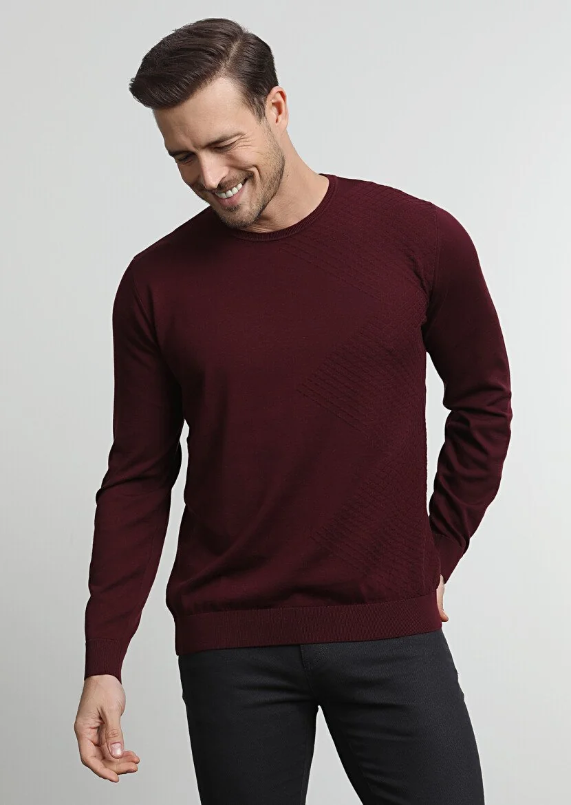 Burgundy Knitwear Sweatshirt - 1