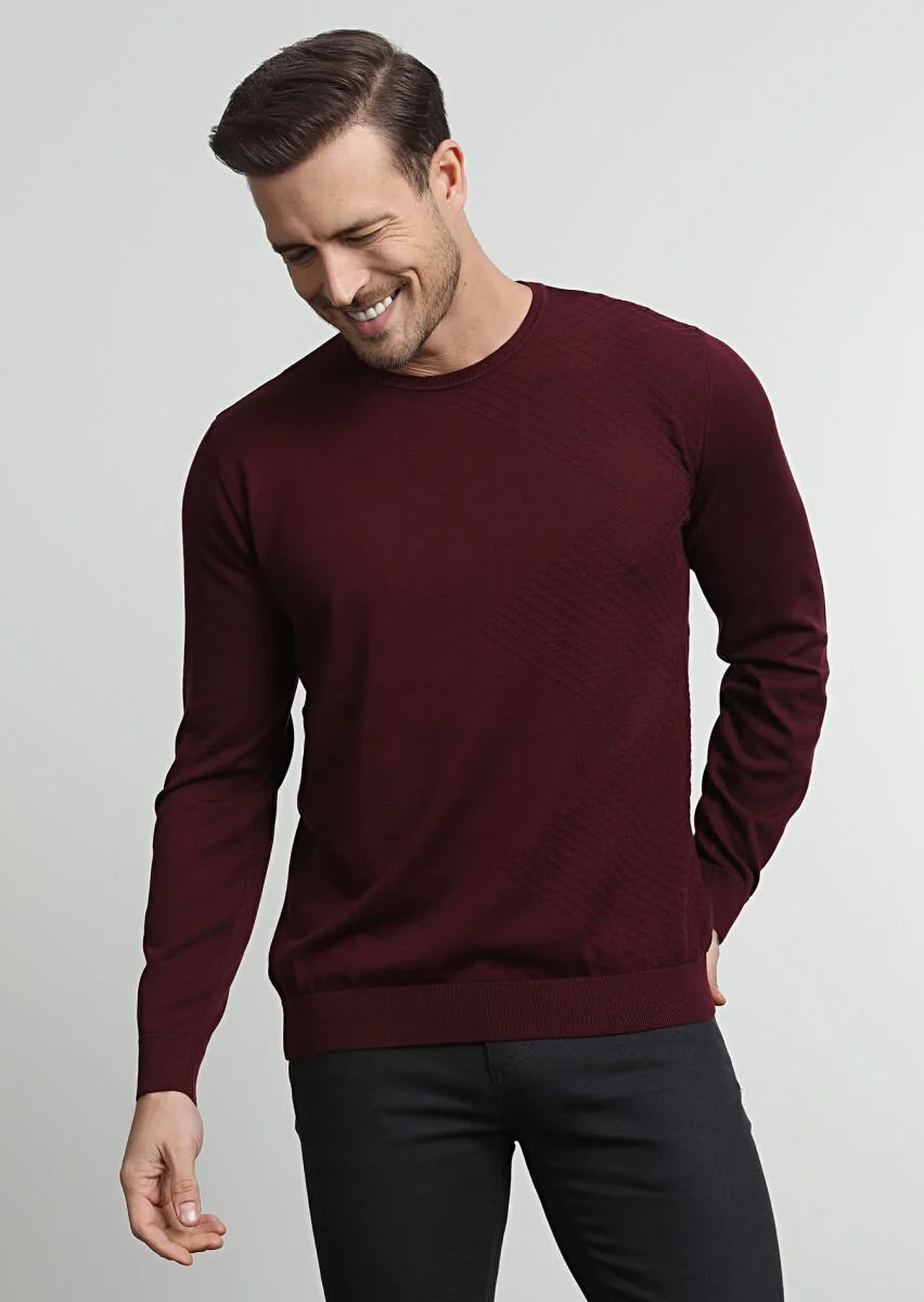 Burgundy Knitwear Sweatshirt - 1