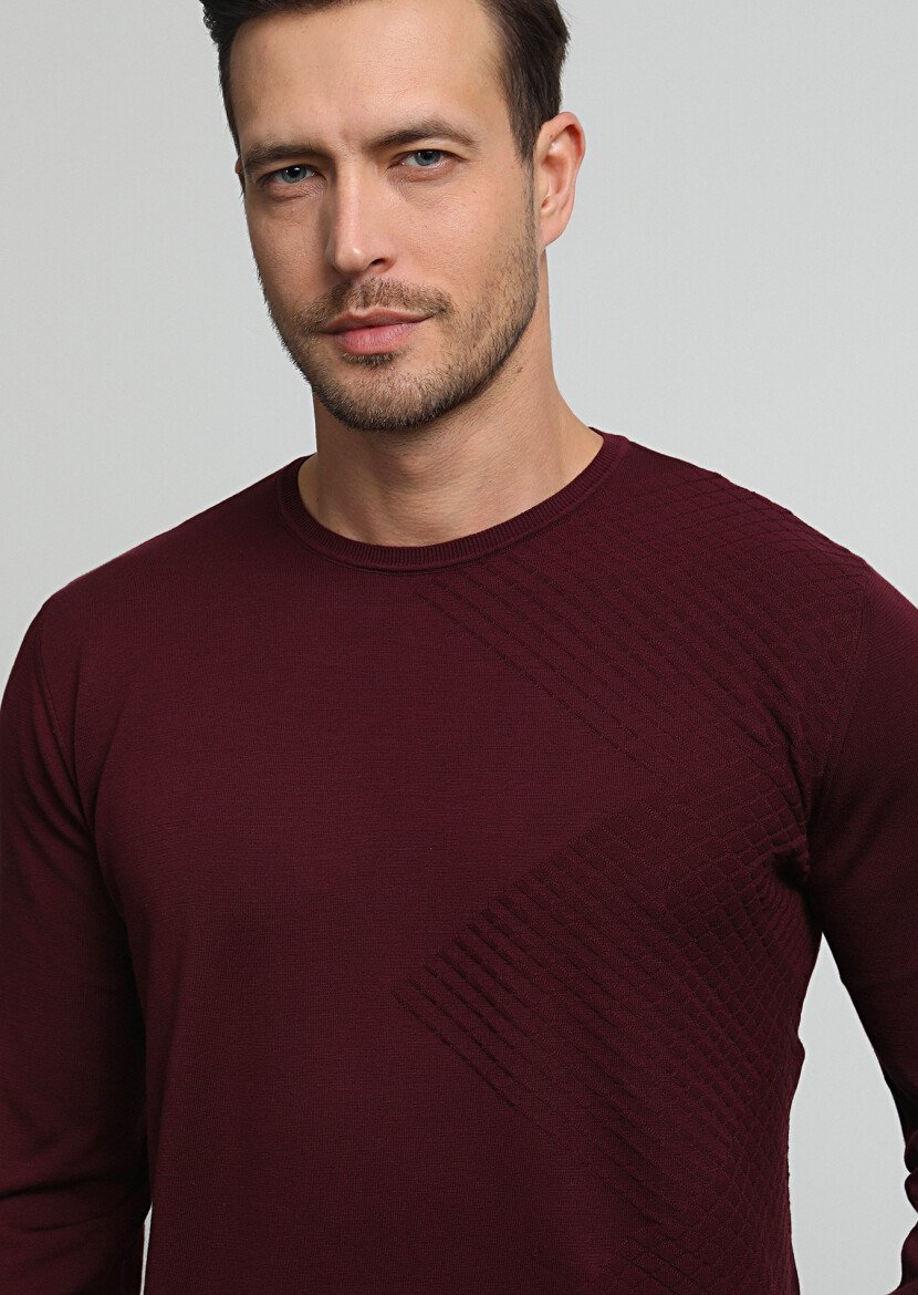 Burgundy Knitwear Sweatshirt - 2
