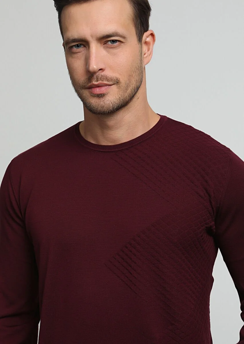 Burgundy Knitwear Sweatshirt - 2