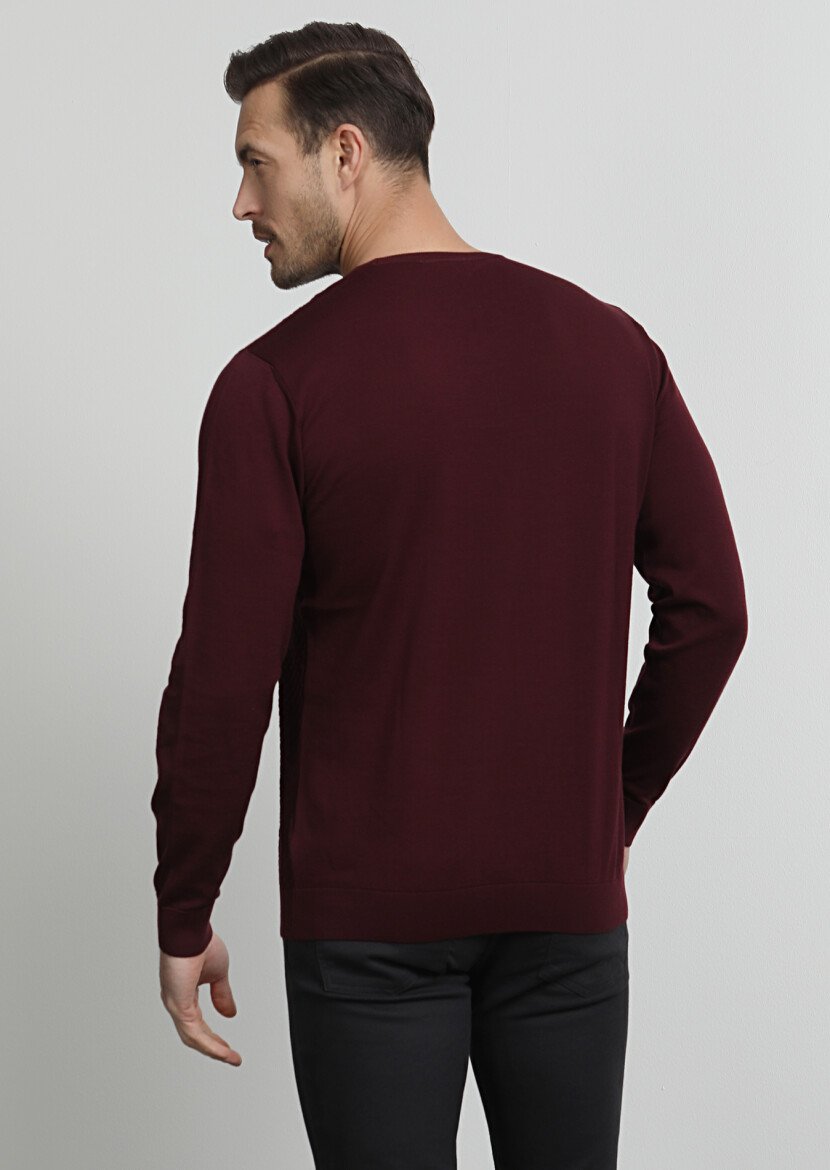 Burgundy Knitwear Sweatshirt - 4