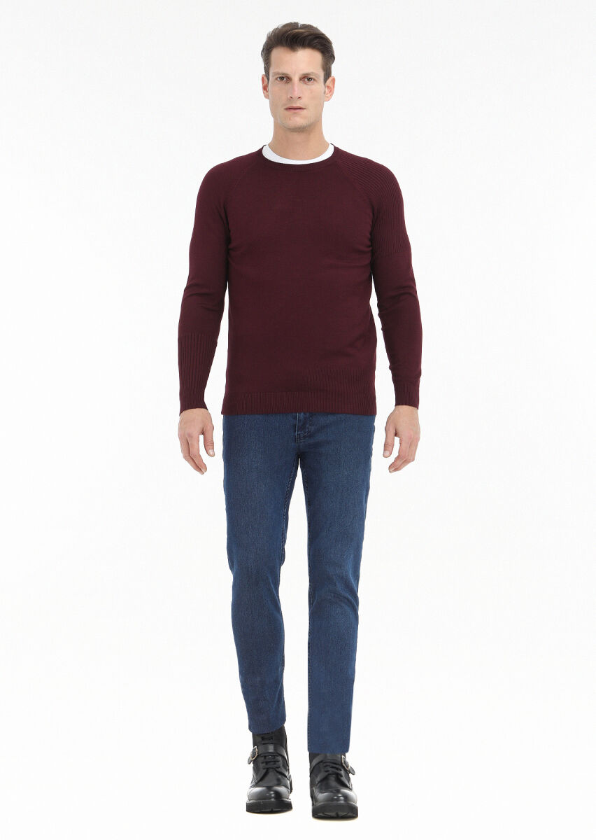 Burgundy Knitwear Sweatshirt - 1