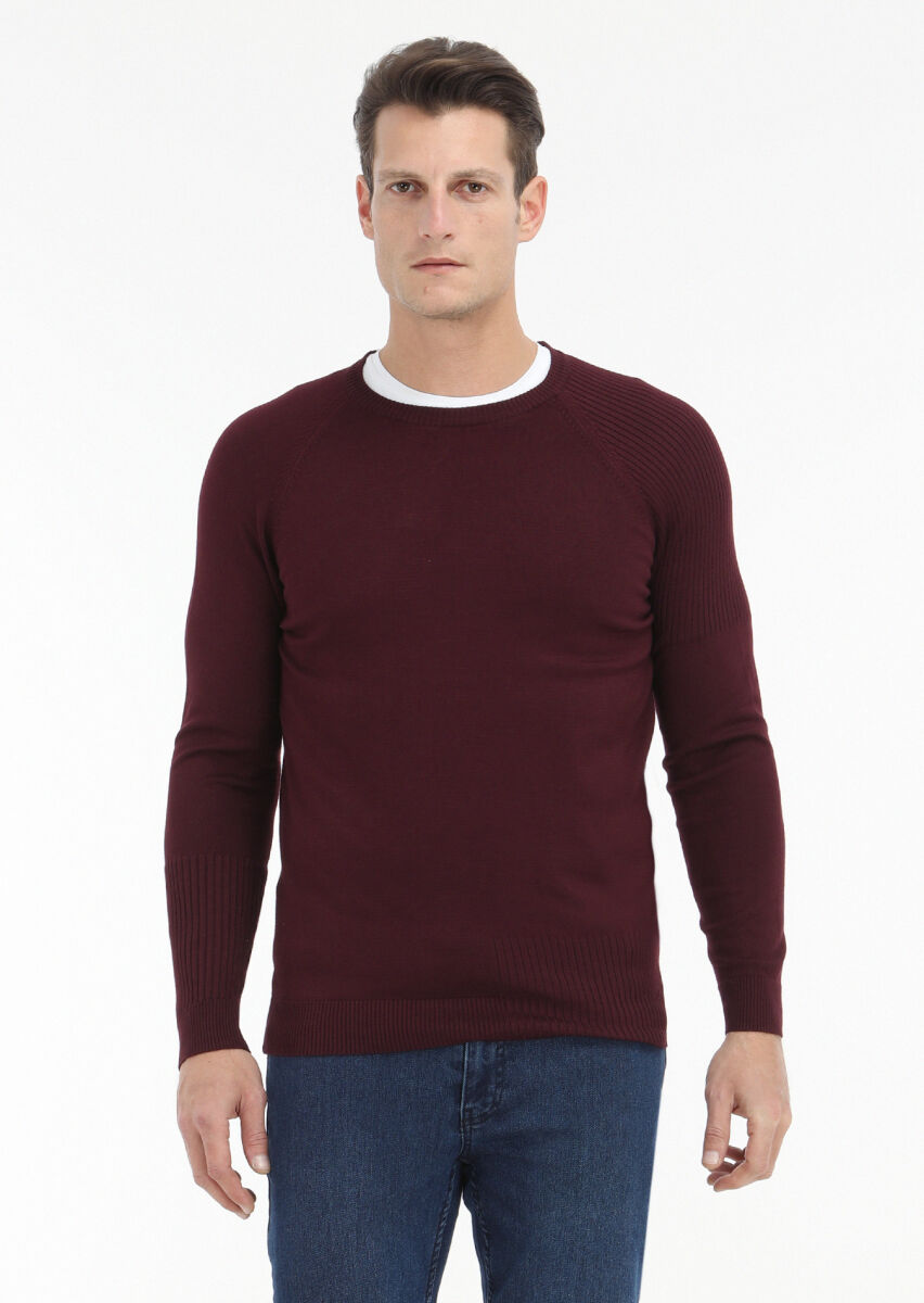 Burgundy Knitwear Sweatshirt - 2