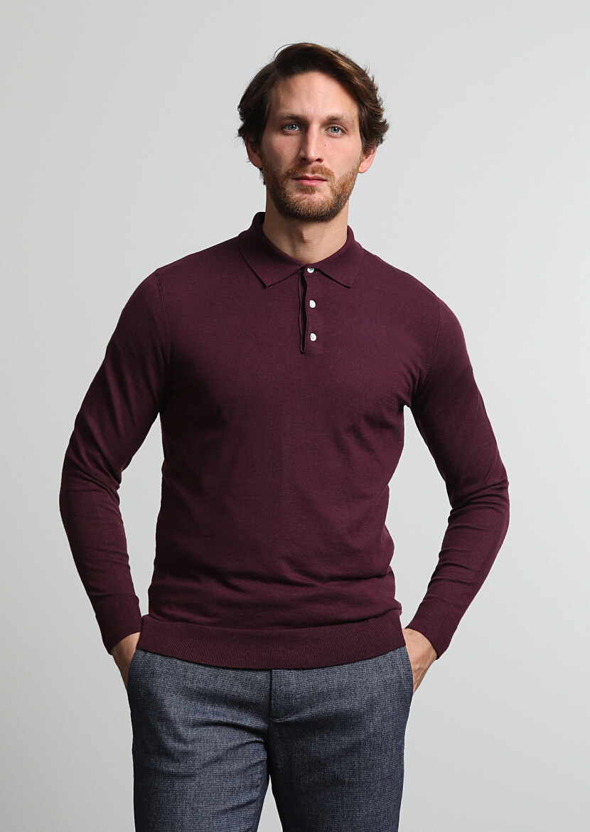 Burgundy Knitwear Sweatshirt - 1