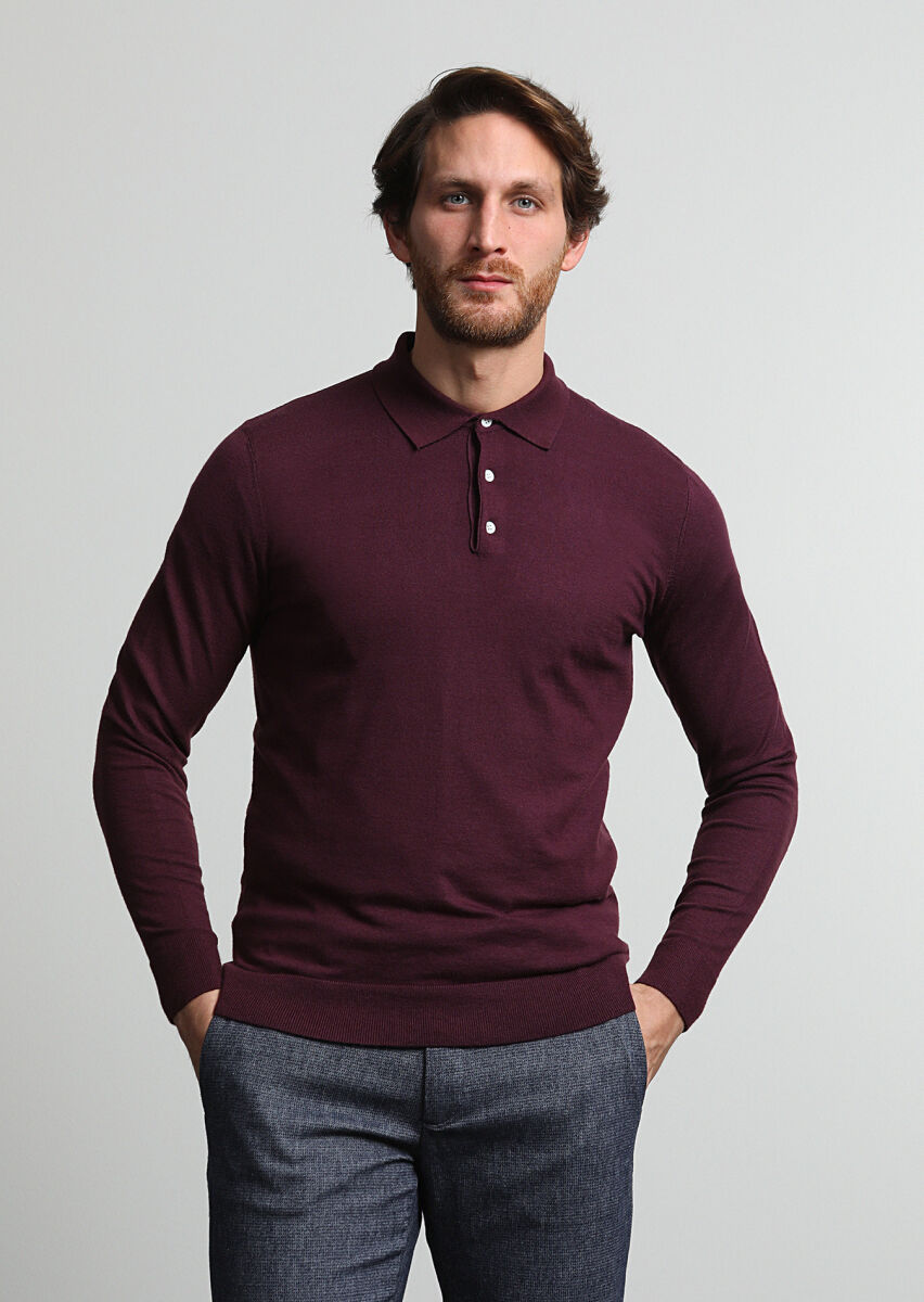 Burgundy Knitwear Sweatshirt - 1
